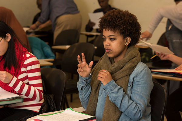Student signing in class