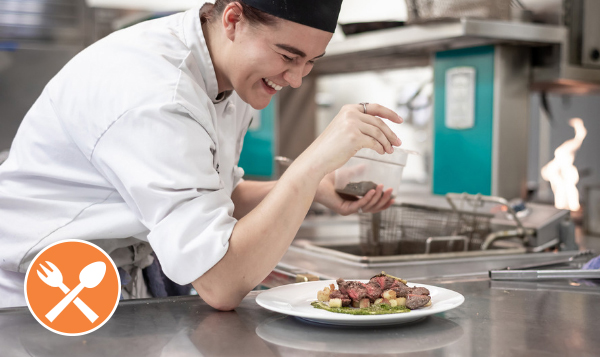 Culinary Arts student plates entree