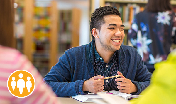 Student studying in the library 