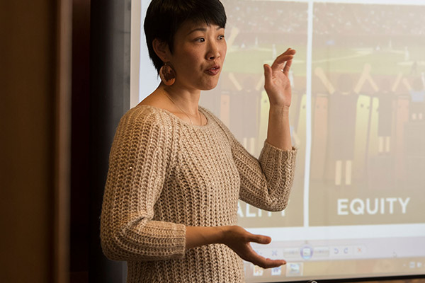 Faculty member teaching in class