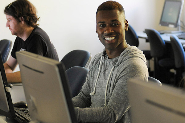 Web design student in class